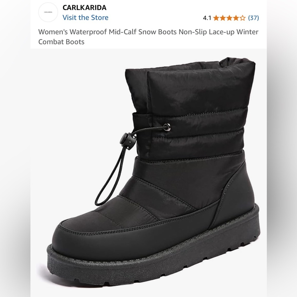 Women's Waterproof Mid-Calf Snow Boots Non-Slip Lace-up Winter Combat Boots
